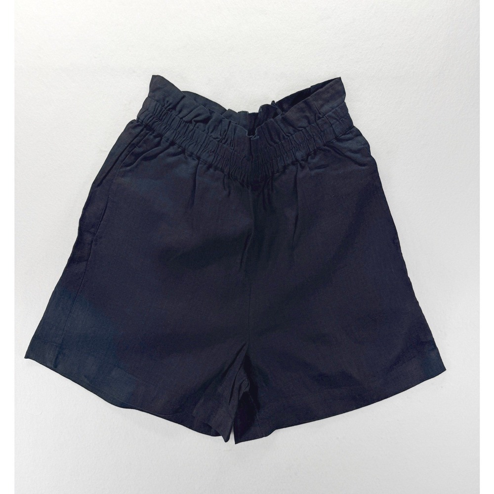 NEW The‎ Drop Black Linen Pull On Ruffle Waist Shorts XXL